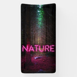 Mysterious spruce forest natuur neon magenta-teken spandoek