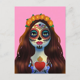 Mysterious Sugar Skull Woman Briefkaart
