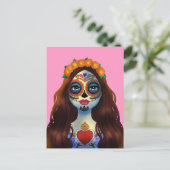 Mysterious Sugar Skull Woman Briefkaart (Staand voorkant)