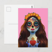 Mysterious Sugar Skull Woman Briefkaart (Voorkant / Achterkant)