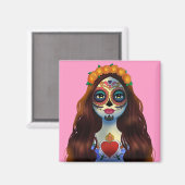 Mysterious Sugar Skull Woman Magneet (Voorkant / Achterkant)