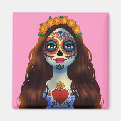 Mysterious Sugar Skull Woman Magneet (Voorkant)