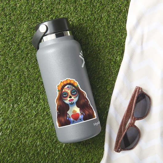 Mysterious Sugar Skull Woman Sticker (HydroFlask Insitu)