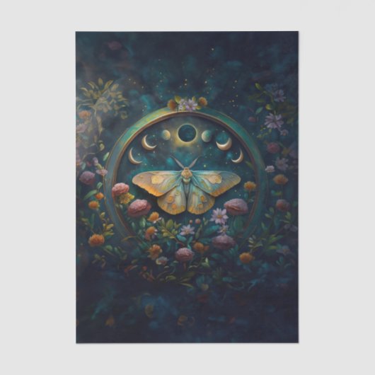 Mysterious Twilight Portal, Moth & Eclipse Vert. Tissuepapier (Voorkant)