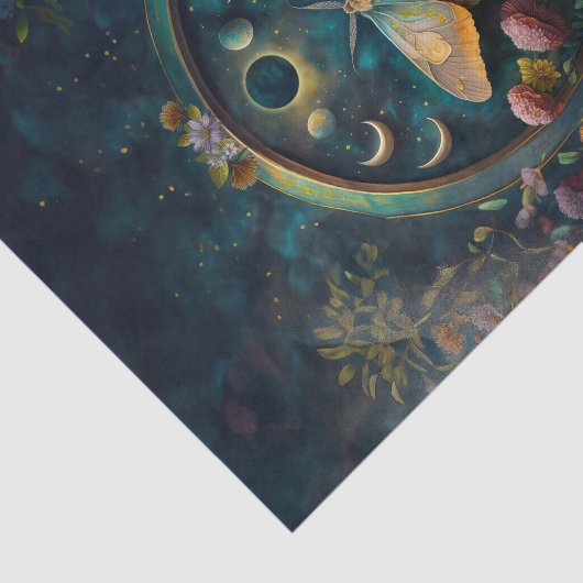 Mysterious Twilight Portal, Moth & Eclipse Vert. Tissuepapier (Detail)