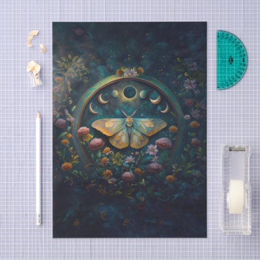 Mysterious Twilight Portal, Moth & Eclipse Vert. Tissuepapier (Craft)