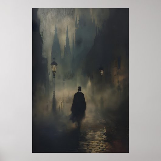 Mysterious Victorian Man Jack the Ripper Walking Poster (Voorkant)