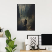Mysterious Victorian Man Jack the Ripper Walking Poster (Thuiskantoor)