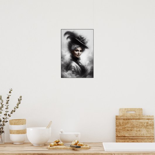 Mysterious Victorian Woman Portrait Art Poster (Keuken)