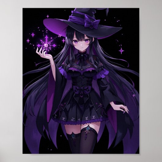 Mysterious Witch with Purple Magic Poster (Voorkant)
