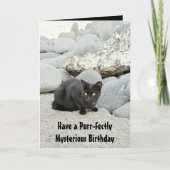 Mysterious zwarte verjaardag kat kaart (Voorkant)