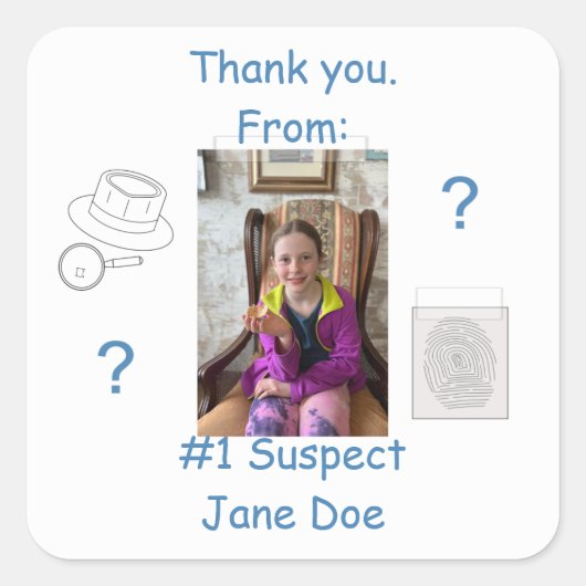Mystery Crime Solving Evidence Board Dank u Vierkante Sticker (Voorkant)