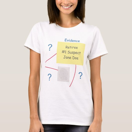 Mystery Crime Solving Evidence Board met pensioen T-shirt (Voorkant)
