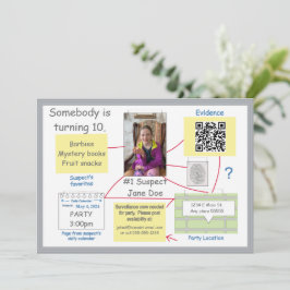 Mystery Crime Solving Evidence Board QR uitnodigin Kaart