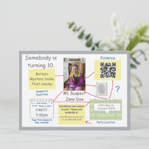 Mystery Crime Solving Evidence Board QR uitnodigin Kaart