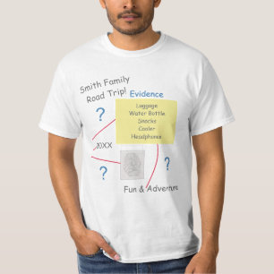 Mystery Crime Solving Evidence Board Road Trip T-shirt