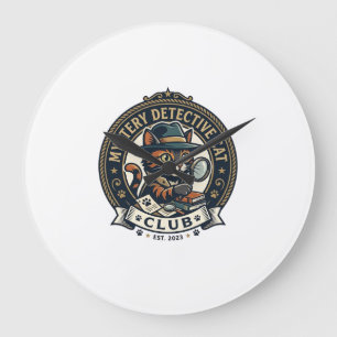 Mystery Detective Cat Cat Grafische T-shirt Kunst  Grote Klok
