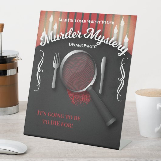 Mystery Dinner van Classy Red en Black Murder Reclamebord Met Voetstuk (Insitu)