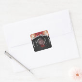 Mystery Dinner van Classy Red en Black Murder Vierkante Sticker (Envelop)