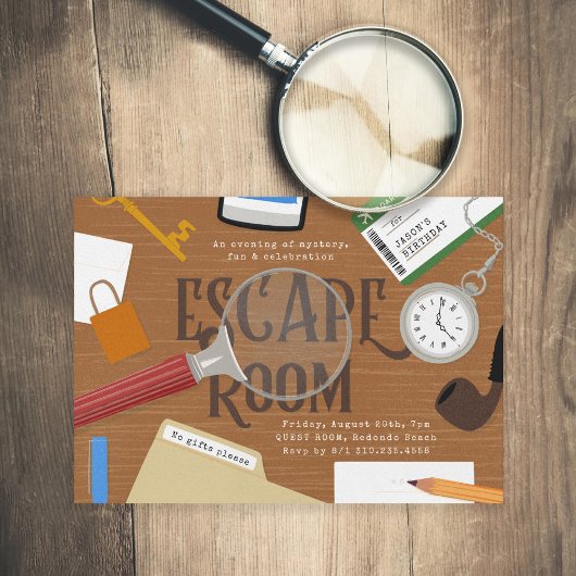 Mystery Escape Room Birthday Kaart