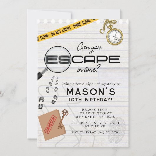 Mystery Escape Room Birthday Kaart (Voorkant)