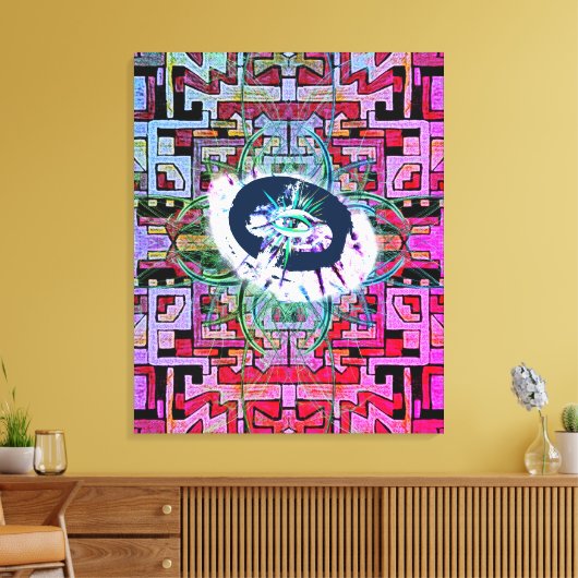 Mystery Eye en tribaal/etnisch patroon Canvas Afdruk (Insitu (Woonkamer))