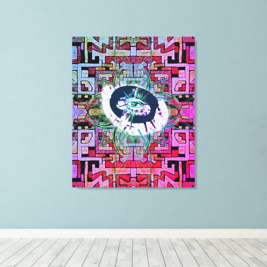 Mystery Eye en tribaal/etnisch patroon Canvas Afdruk (Insitu (Houten vloer))