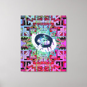Mystery Eye en tribaal/etnisch patroon Canvas Afdruk