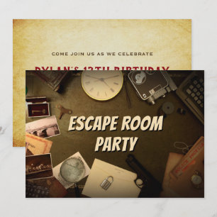 Mystery Game Escape Room Party Birthday Invitation Kaart
