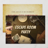 Mystery Game Escape Room Party Verjaardag Uitnodig Kaart (Voorkant / Achterkant)