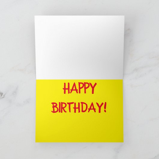 Mystery gift surprise verjaardag cartoon grap feestdagen kaart (Binnen)