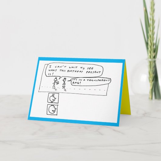 Mystery gift surprise verjaardag cartoon grap feestdagen kaart (Voorkant)