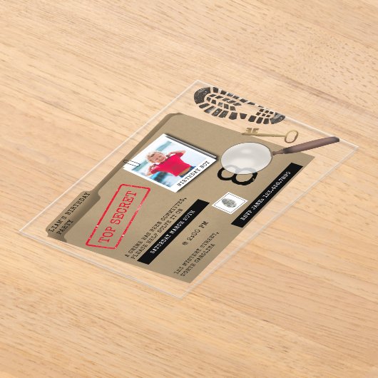 Mystery Kids Secret Agent Spy Detective Birthday Acryl Uitnodigingen (Laagn)