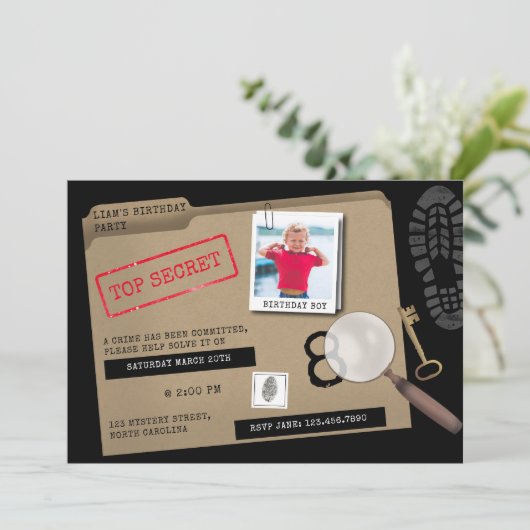 Mystery Kids Secret Agent Spy Detective Birthday Kaart (Staand voorkant)