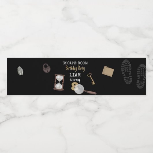 Mystery Kids Secret Agent Spy Detective Birthday Waterfles Etiket (Enkel label)