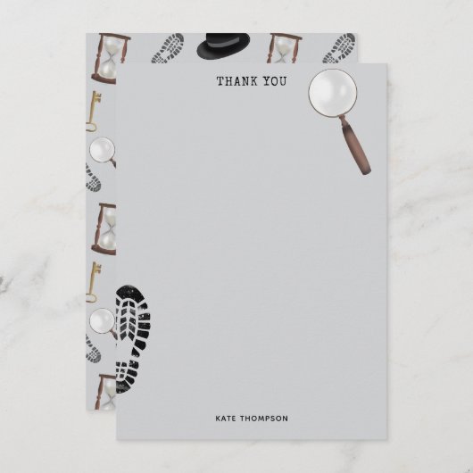 Mystery Kids Secret Agent Spy Detective Theme Bedankkaart (Voorkant / Achterkant)