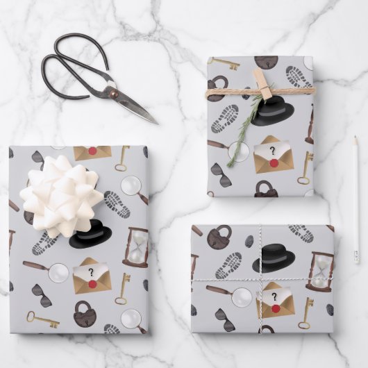 Mystery Kids Secret Agent Spy Detective Theme Inpakpapier Vel (Voorkant)