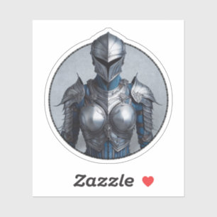 Mystery Lady in zilveren pantser Denim Jacket Sticker
