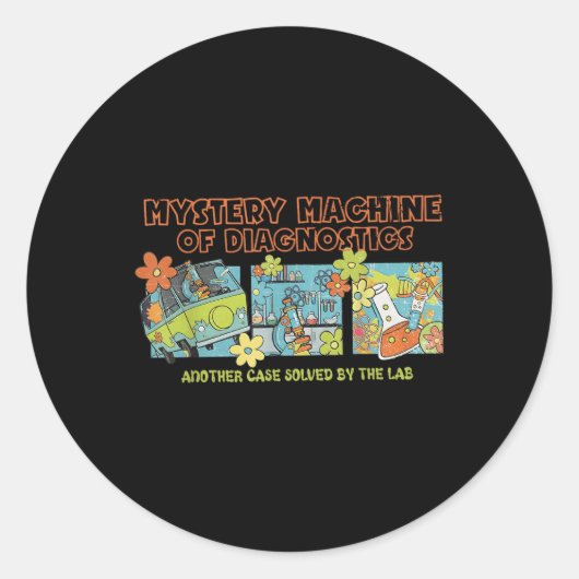 Mystery Machine Of Diagnostics Lab Week 2025 Med L Ronde Sticker (Voorkant)