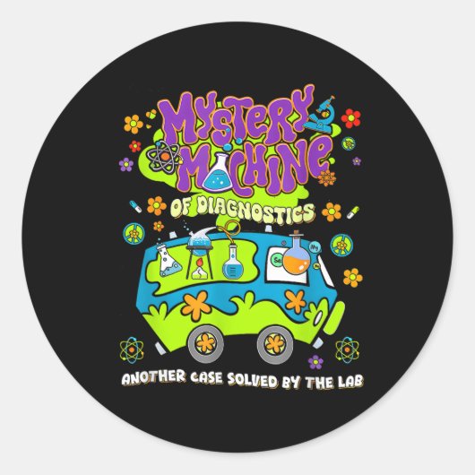 Mystery Machine Of Diagnostics Lab Week 2025 Med L Ronde Sticker (Voorkant)