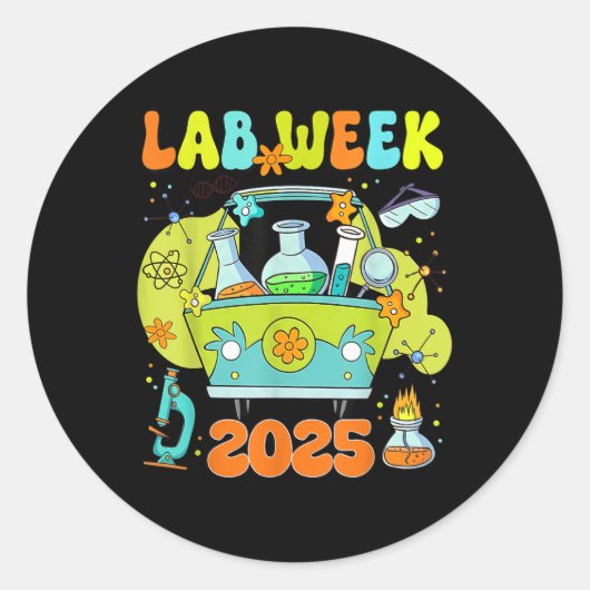 Mystery Machine Of Diagnostics Lab Week 2025 Med L Ronde Sticker (Voorkant)