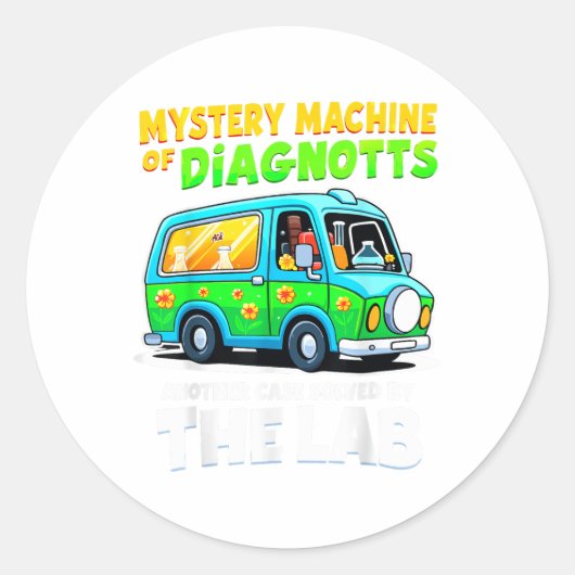 Mystery Machine of Diagnostics Lab Week 2025 T-shi Ronde Sticker (Voorkant)