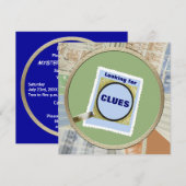 Mystery Magnifying Glass Clubs - Birthday Party Kaart (Voorkant / Achterkant)
