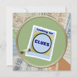 Mystery Magnifying Glass Clubs - Birthday Party Kaart