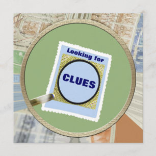Mystery Magnifying Glass Clubs Birthday Party Kaart