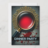 Mystery magnifying glass clues dinner party kaart (Voorkant)