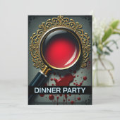 Mystery magnifying glass clues dinner party kaart (Staand voorkant)