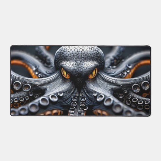 Mystery Octopus Zwart Sinaasappel Abstract zeeleve Bureaumat (Voorkant)