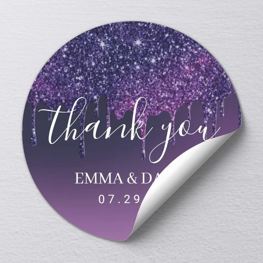 Mystery Paars Drives Modern Weddenschap Bedankt Ronde Sticker