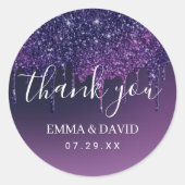 Mystery Paars Drives Modern Weddenschap Bedankt Ronde Sticker (Voorkant)